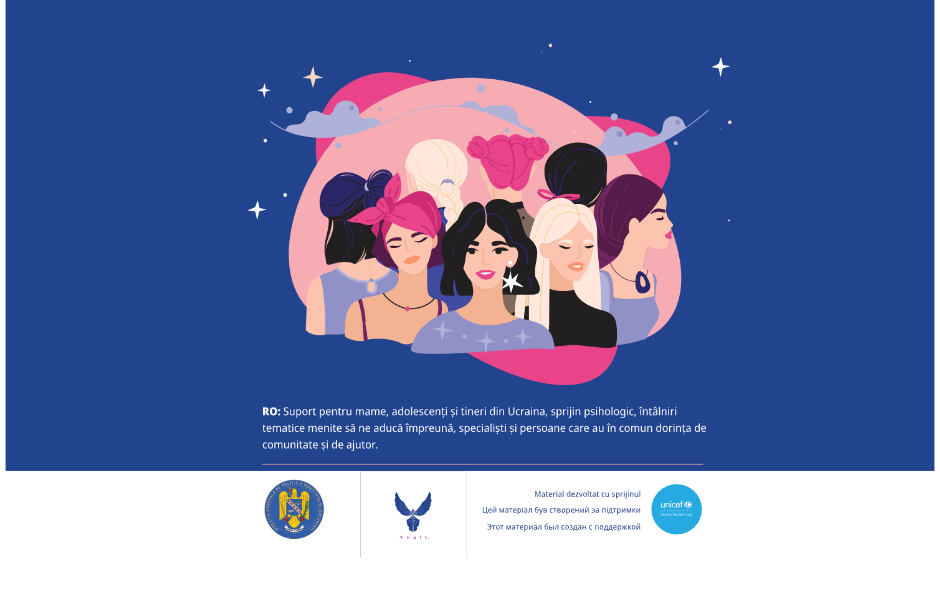Flyer PDF - Suport pentru mame și tineri din Ucraina, întâlniri tematice menite să ne aducă  împreună